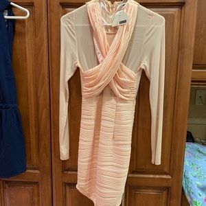LF Peach Mesh Bodycon Dress